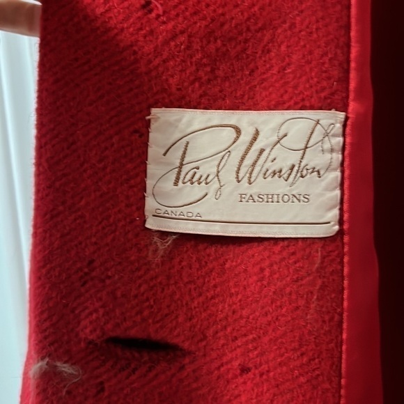 Vintage Red Wool Coat with Fur Size M/L - Picture 15 of 16